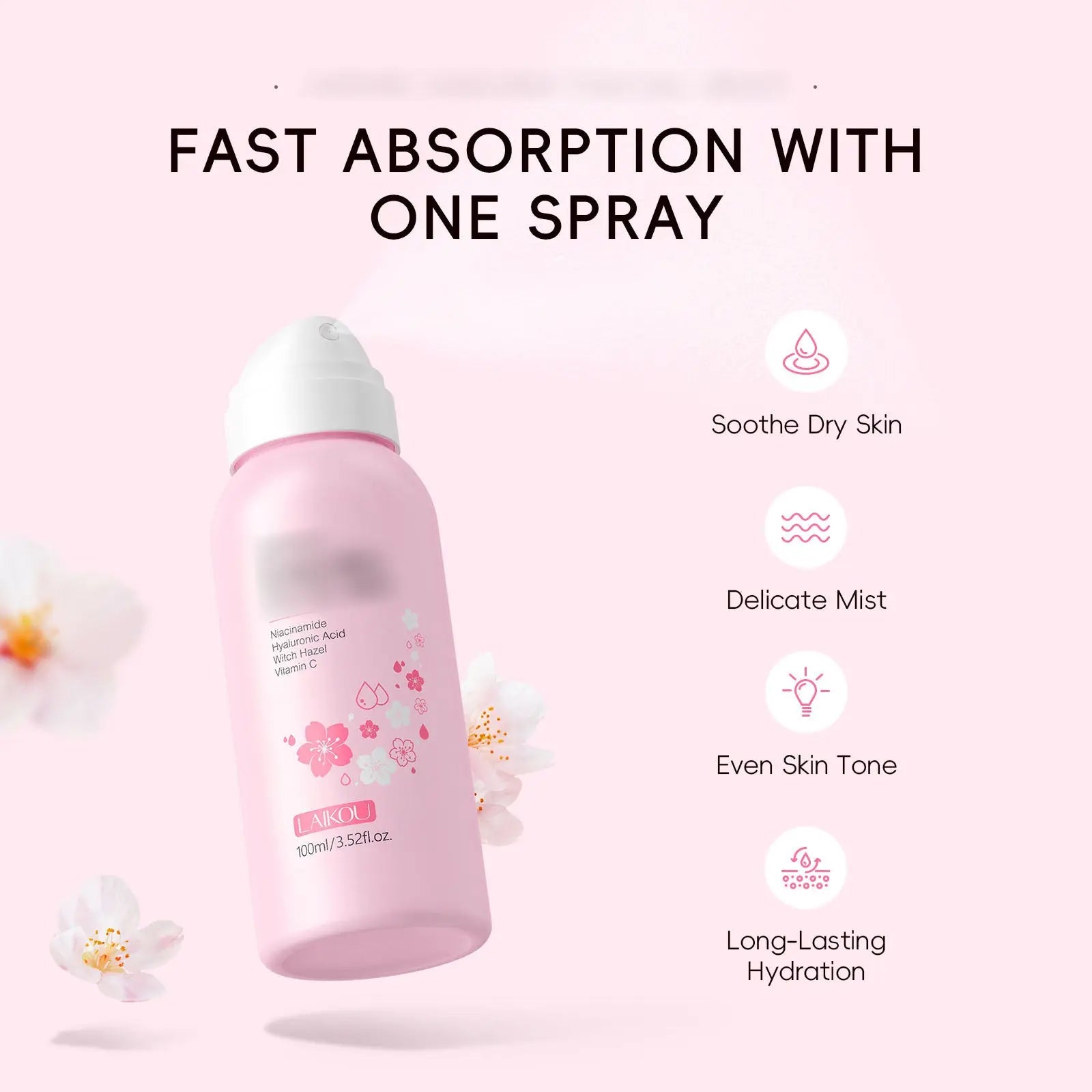 Hydrating Face Mist Spray Niacinamide Hyaluronic Acid Brightening & Moisturizing Toner (100ml) Sparkels  Sparkels