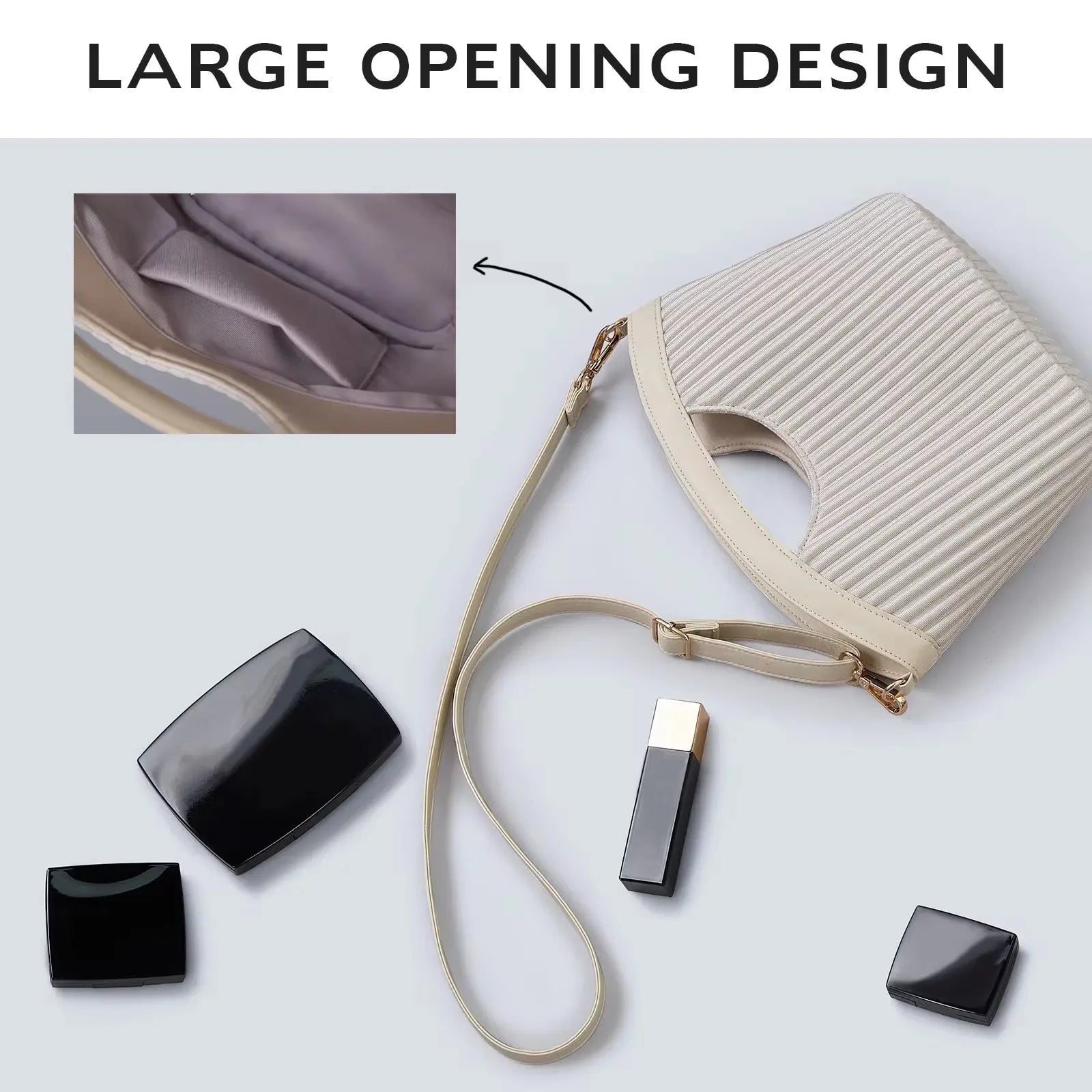 Minimalist Pleated Handle Crossbody Bag Lightweight Fashion Shoulder Purse for Women Sparkels  Sparkels