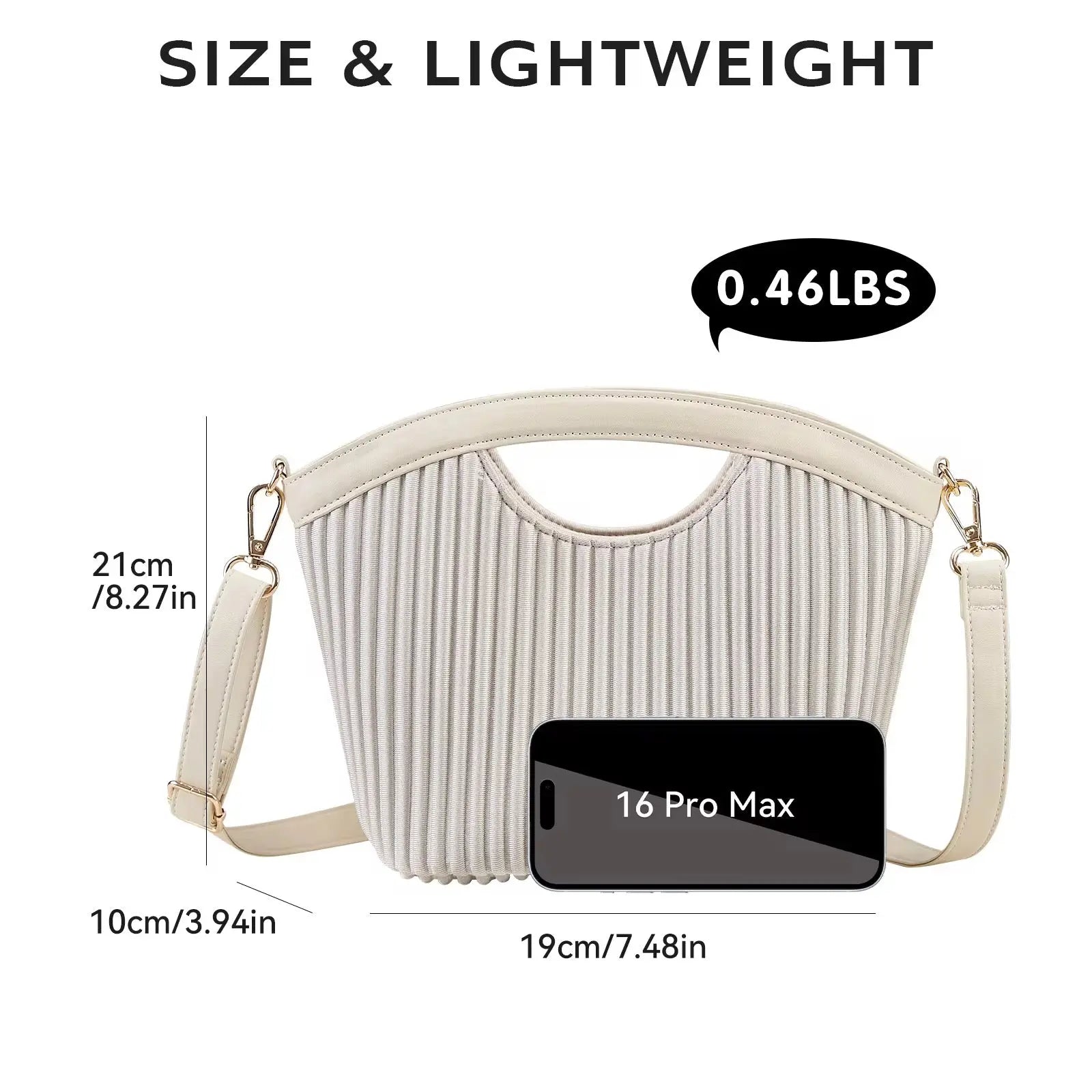 Minimalist Pleated Handle Crossbody Bag Lightweight Fashion Shoulder Purse for Women Sparkels  Sparkels