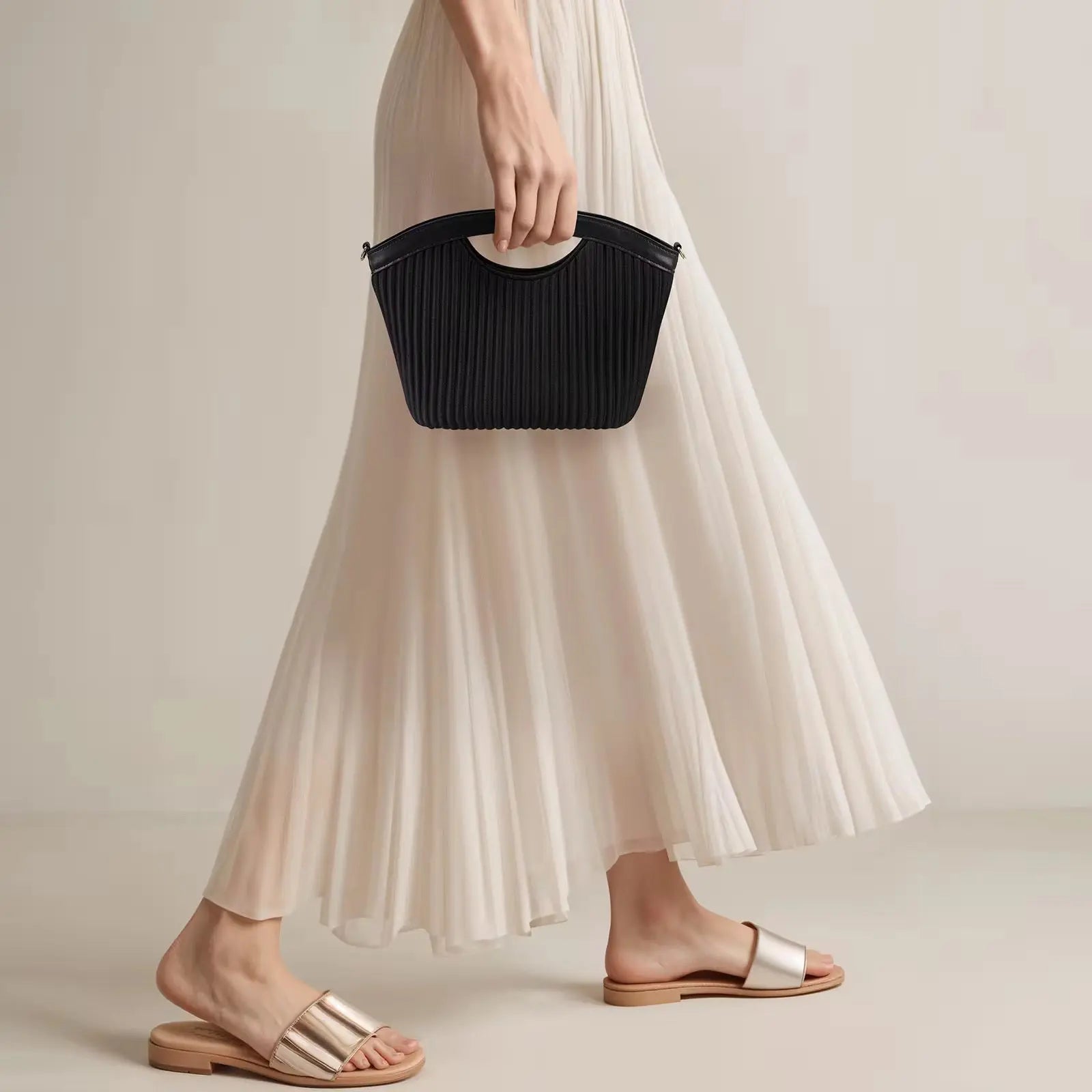 Minimalist Pleated Handle Crossbody Bag Lightweight Fashion Shoulder Purse for Women Sparkels  Sparkels