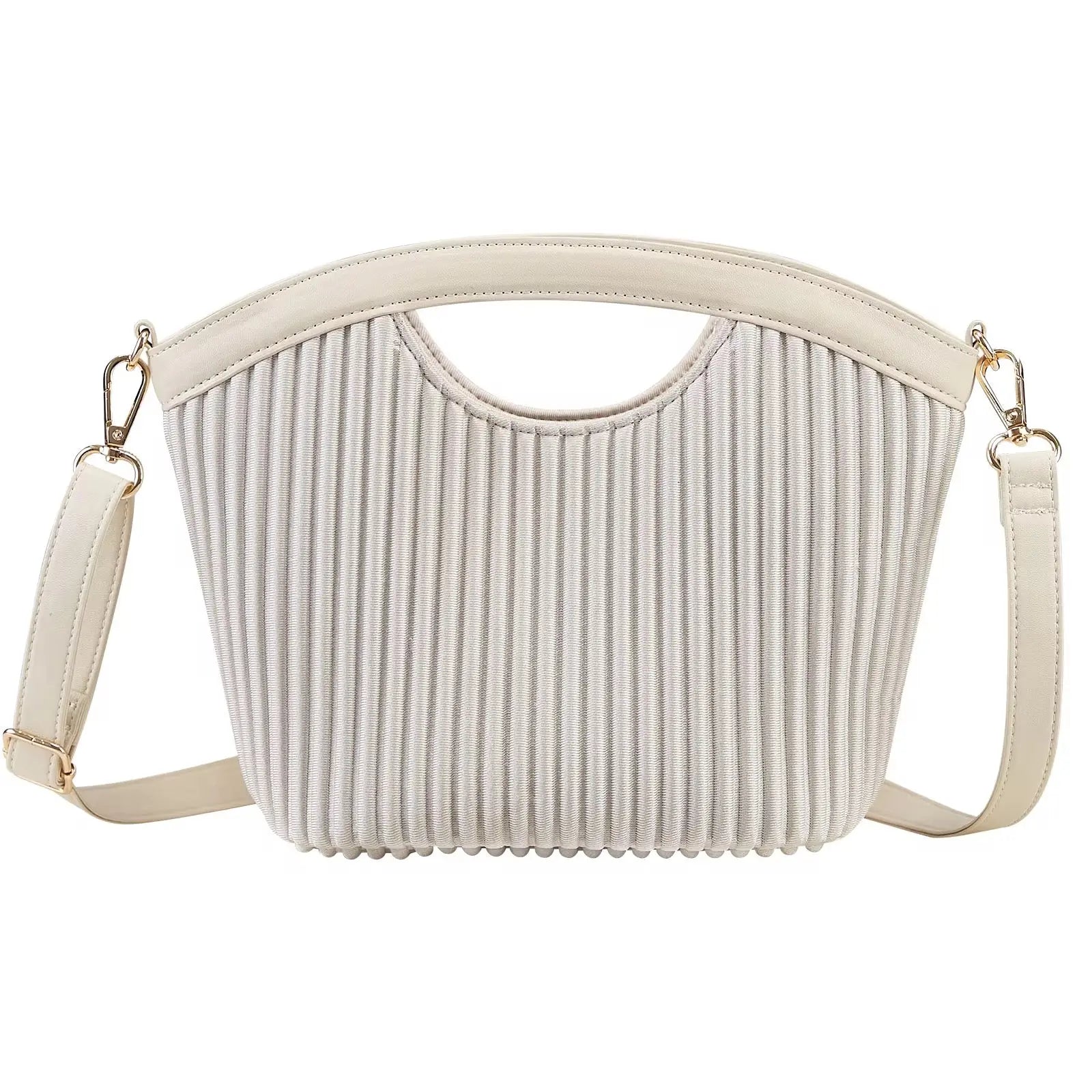Minimalist Pleated Handle Crossbody Bag Lightweight Fashion Shoulder Purse for Women Sparkels  Sparkels