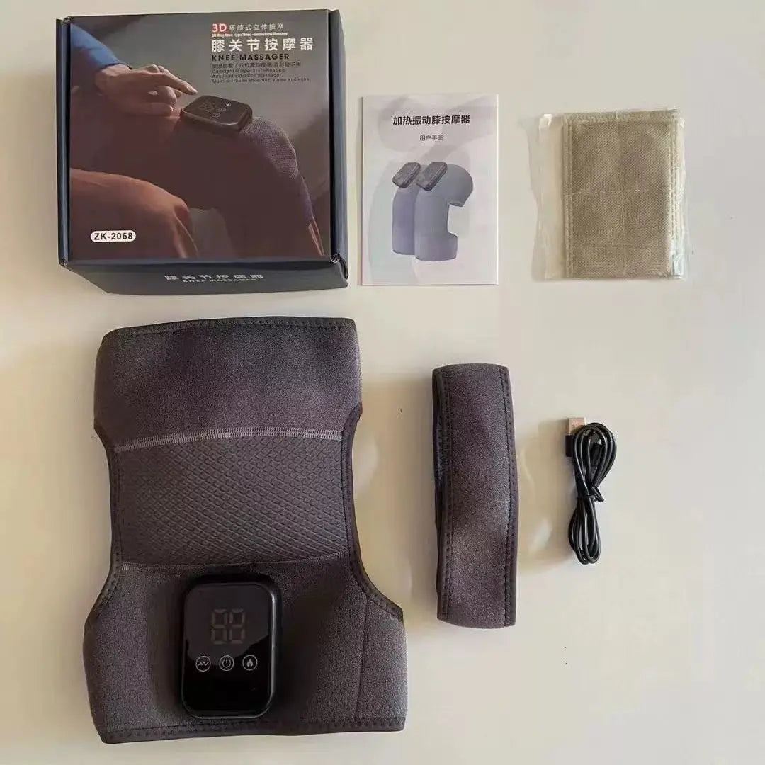 Rechargeable Heated Knee Massager with Vibration & Digital Display