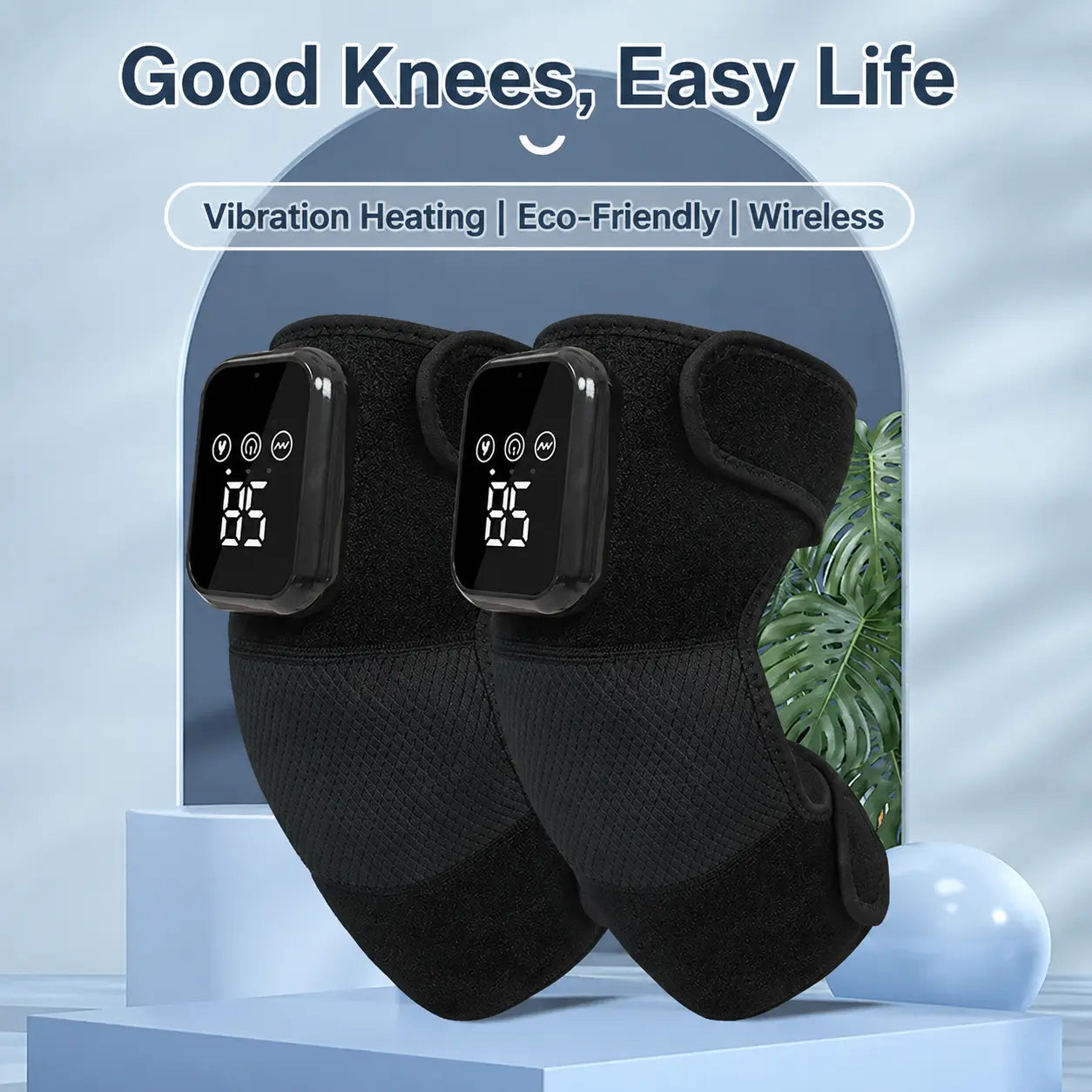 Rechargeable Heated Knee Massager with Vibration & Digital Display
