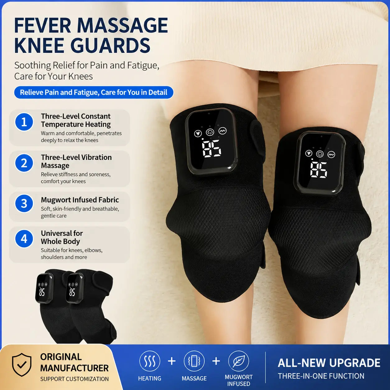 Rechargeable Heated Knee Massager with Vibration & Digital Display
