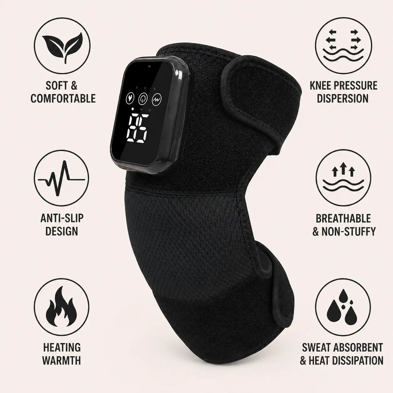 Rechargeable Heated Knee Massager with Vibration & Digital Display