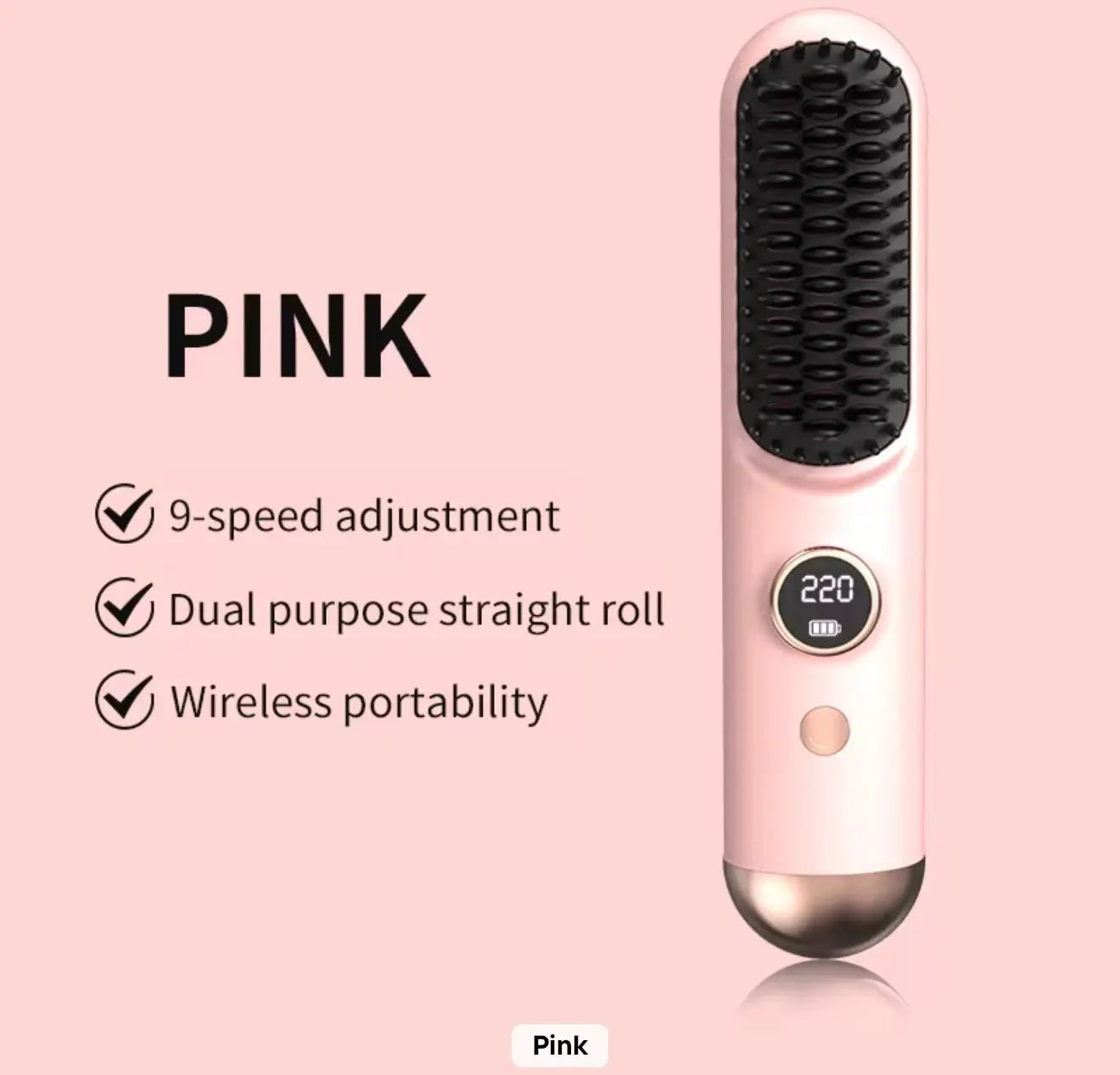 Portable Rechargeable Hair Straightening Brush with Digital Display