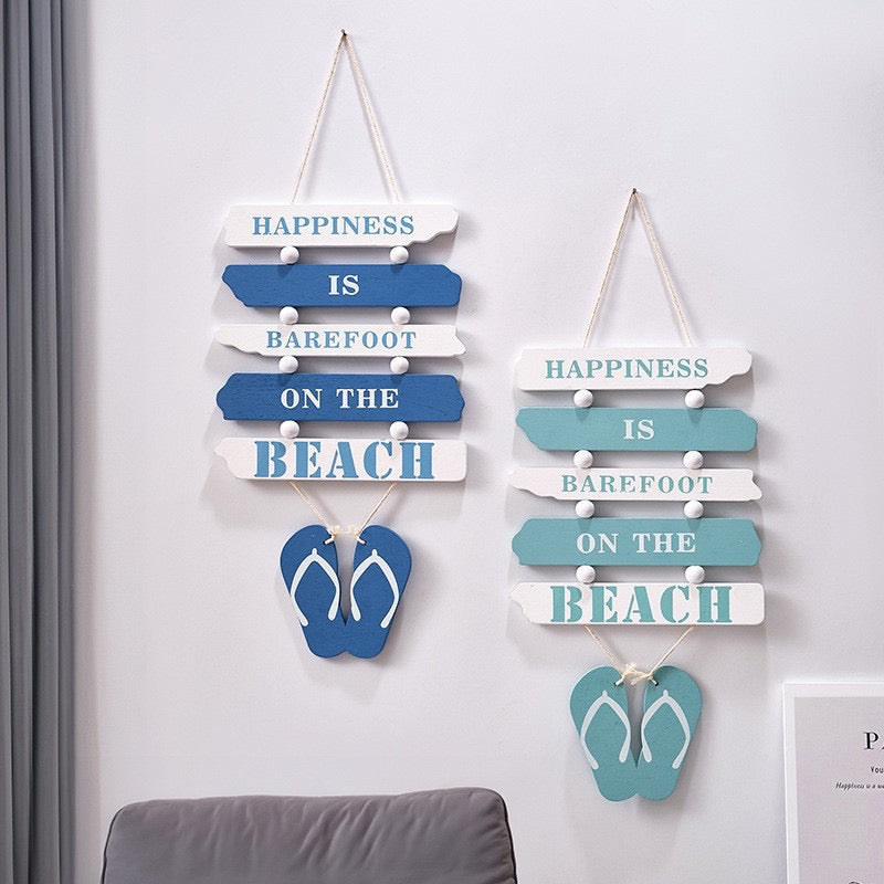 Beach Vibes Wall Decor with Flip-Flops Hanging Plaque Sign