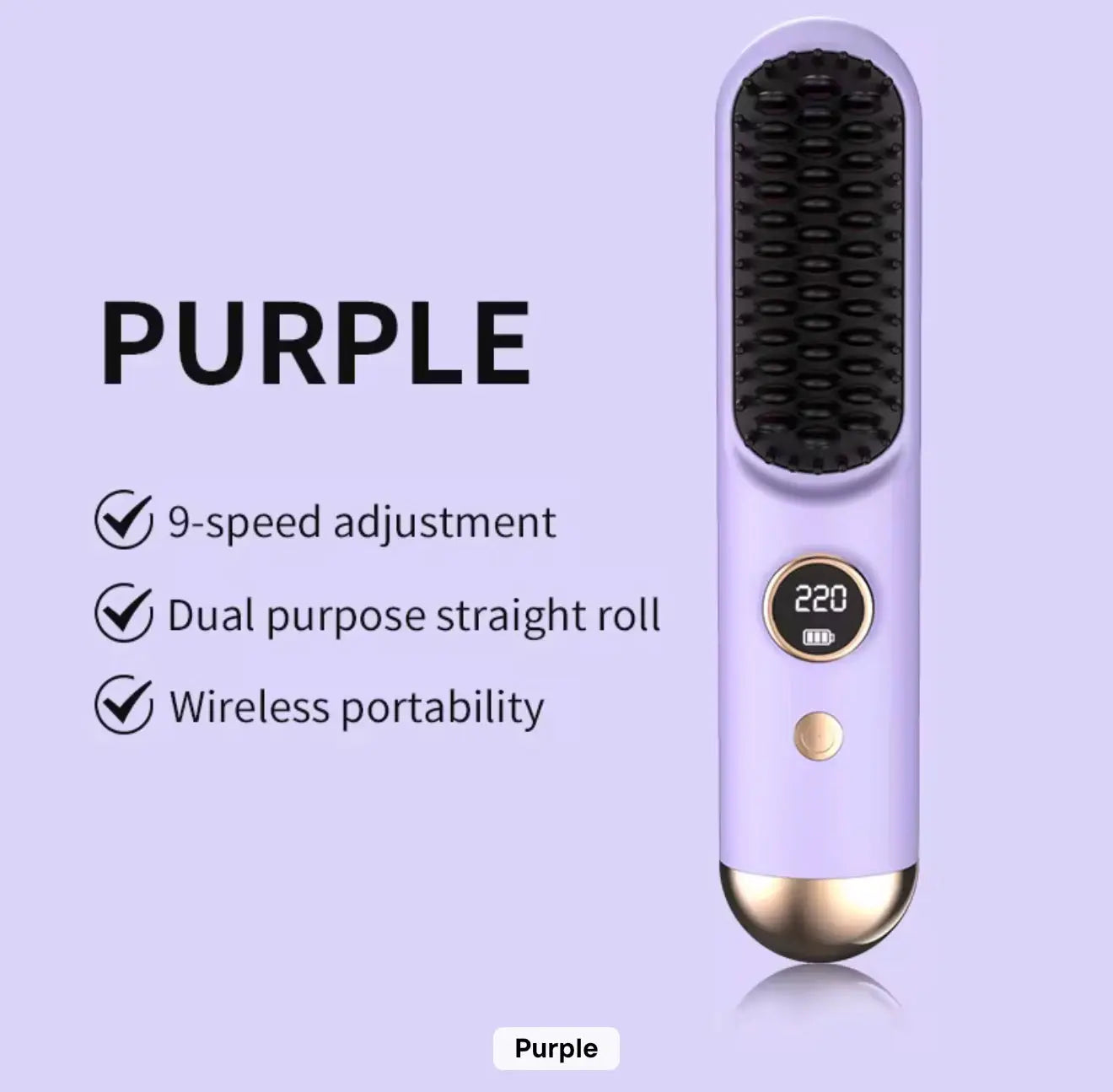Portable Rechargeable Hair Straightening Brush with Digital Display