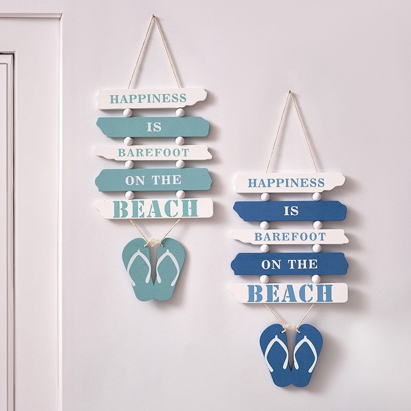 Beach Vibes Wall Decor with Flip-Flops Hanging Plaque Sign