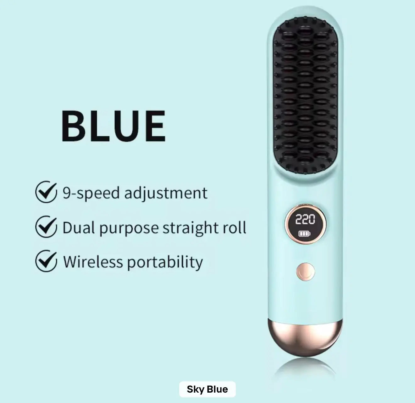 Portable Rechargeable Hair Straightening Brush with Digital Display