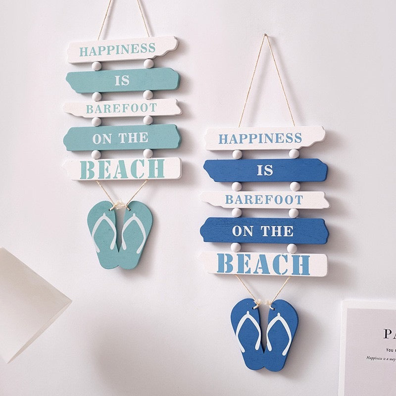 Beach Vibes Wall Decor with Flip-Flops Hanging Plaque Sign