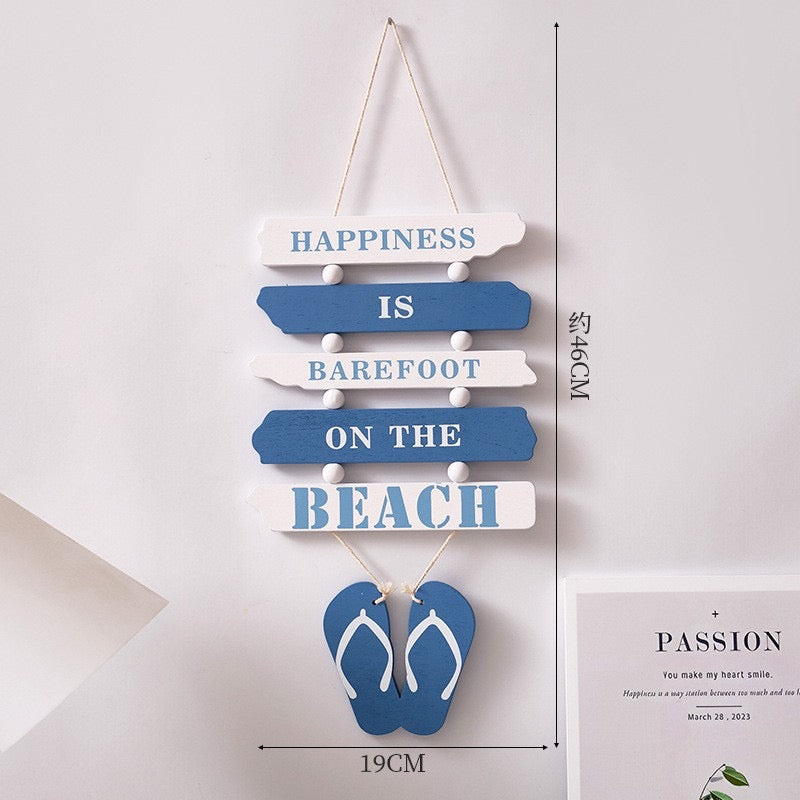 Beach Vibes Wall Decor with Flip-Flops Hanging Plaque Sign