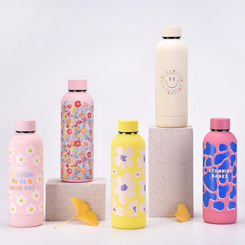 500ML Kawaii Printed Matte Stainless Steel Water Bottle