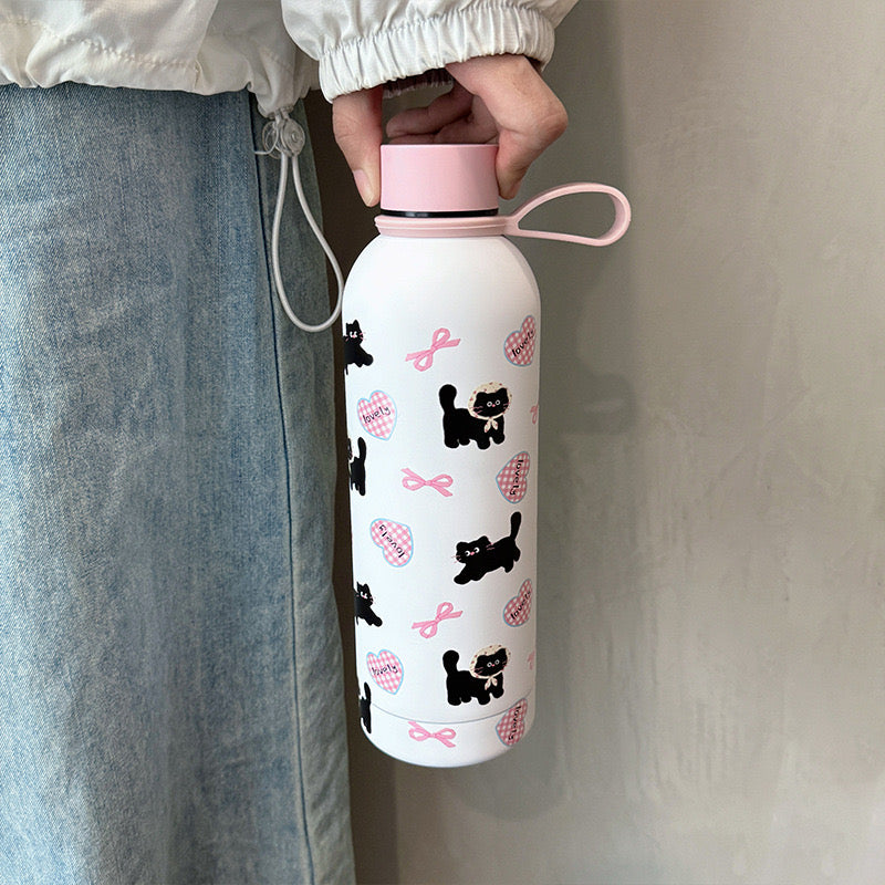 500ML Kawaii Cute Cat Stainless Steel Thermos Water Bottle