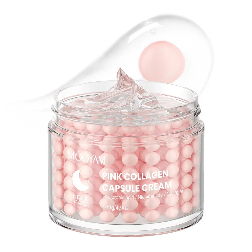 Mooyam Pink Collagen Capsule Night Cream Hyaluronic Acid & Niacinamide Deep Moisturizing Brightening Face Cream (140g) Sparkels  Sparkels