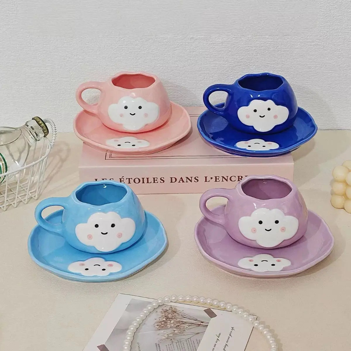 Smiley Cloud Ceramic Cup with Saucer 250ml
