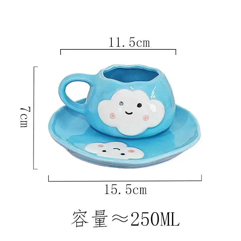Smiley Cloud Ceramic Cup with Saucer 250ml