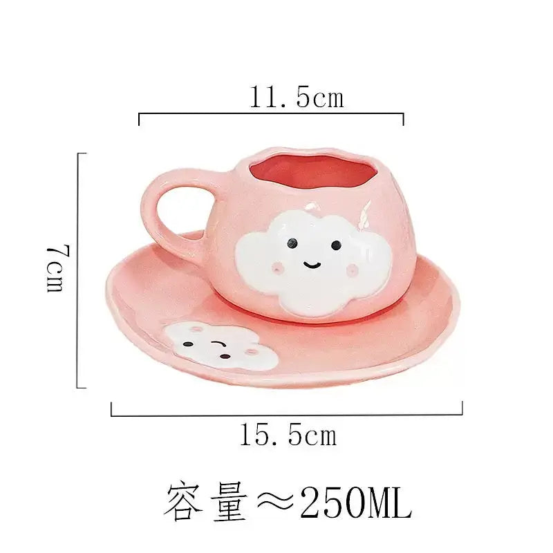 Smiley Cloud Ceramic Cup with Saucer 250ml