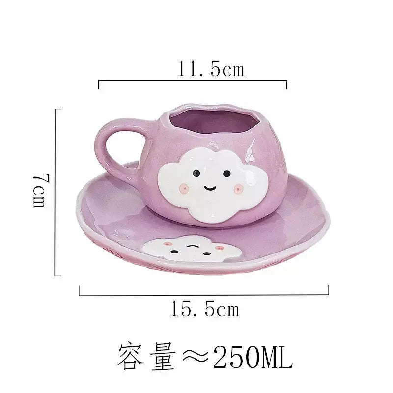 Smiley Cloud Ceramic Cup with Saucer 250ml