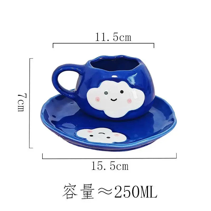 Smiley Cloud Ceramic Cup with Saucer 250ml