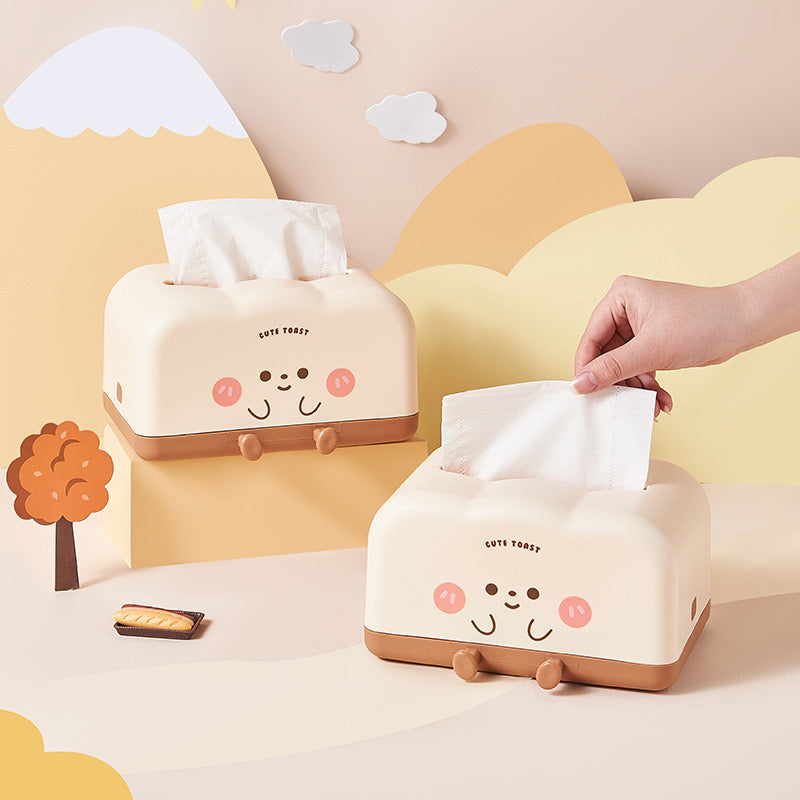 Cute Toast Face Tissue Box