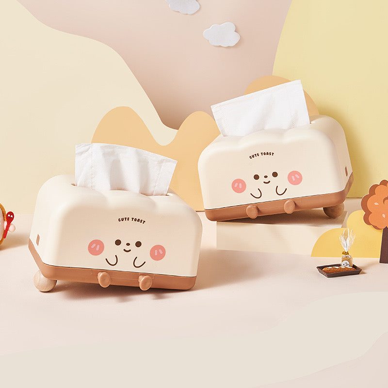 Cute Toast Face Tissue Box