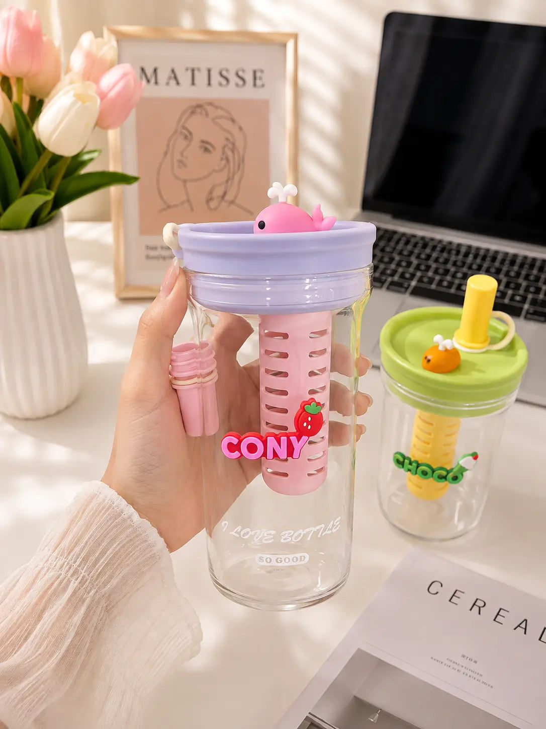 Cute Whale Infuser Water Bottle with Straw