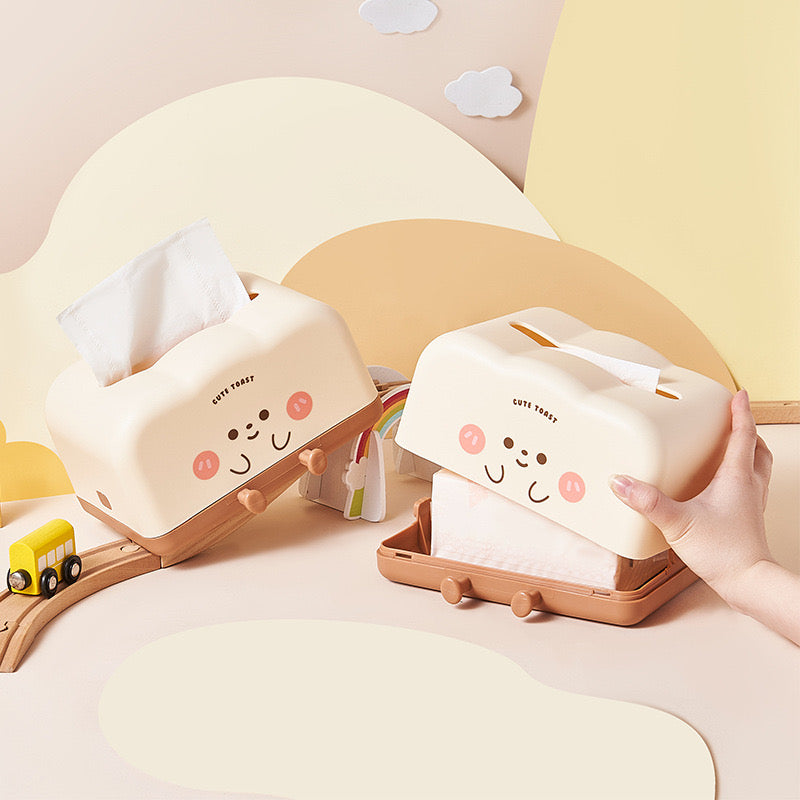 Cute Toast Face Tissue Box