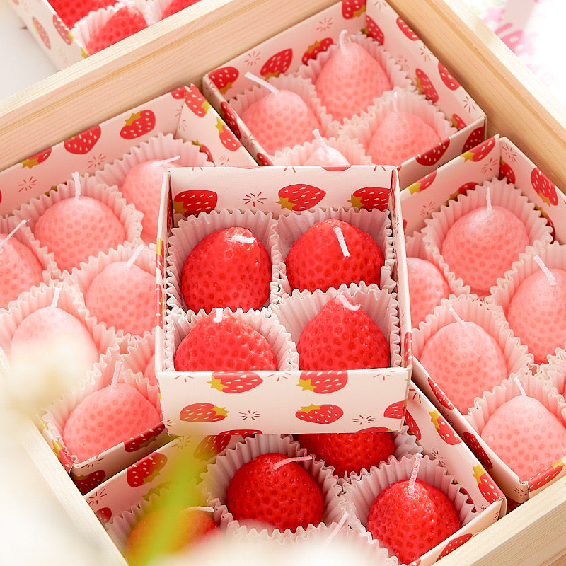 9pcs Strawberry Shape Scented Candles