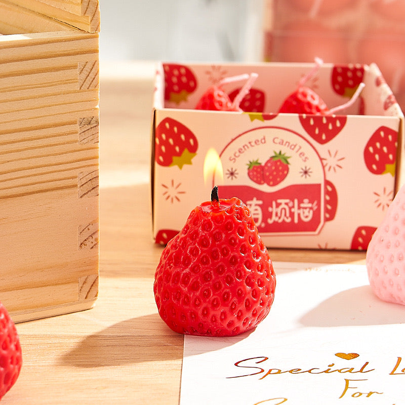 9pcs Strawberry Shape Scented Candles