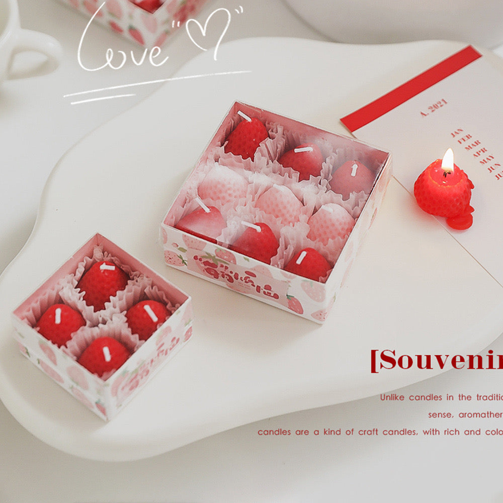 9pcs Strawberry Shape Scented Candles