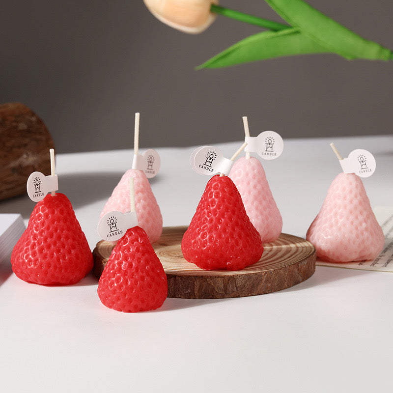 9pcs Strawberry Shape Scented Candles