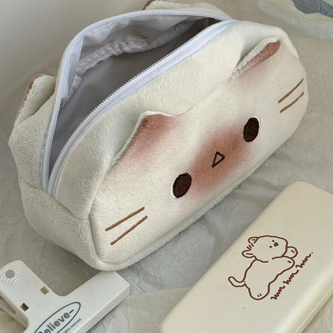 Cute Cat Face Shape Pencil Case