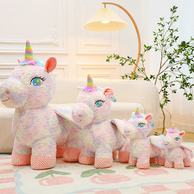 25CM Multi Unicorn With Wings Plush Stuffed Toy