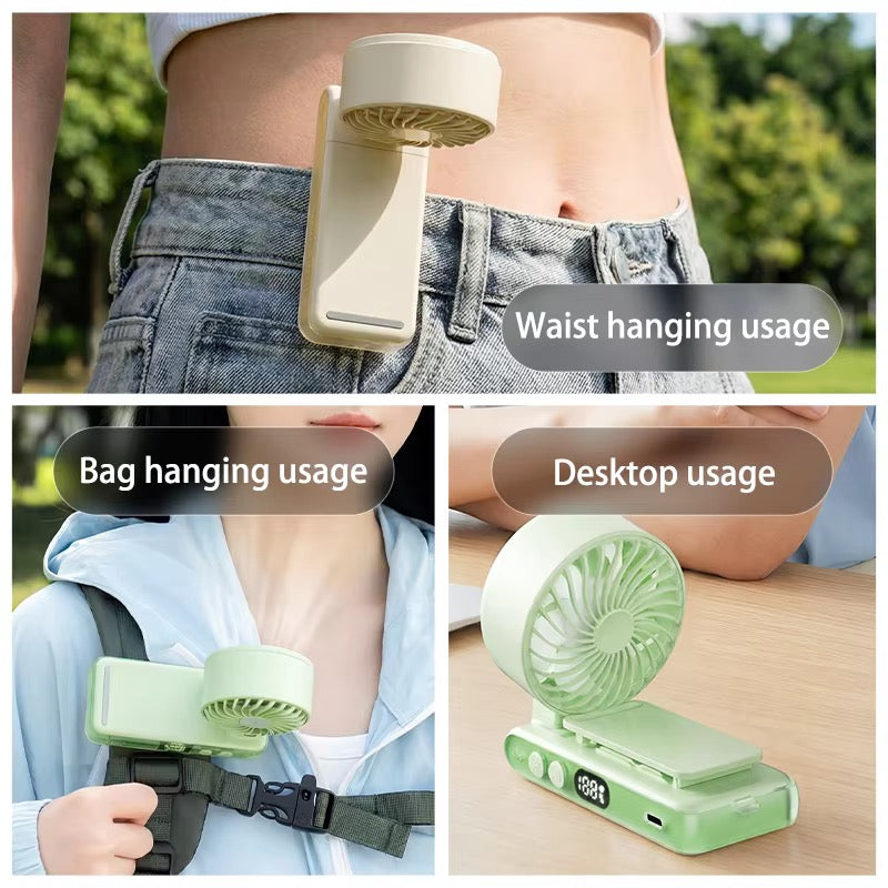 Portable Waist & Neck Fan 3000mAh Rechargeable 360° Rotatable Fan
