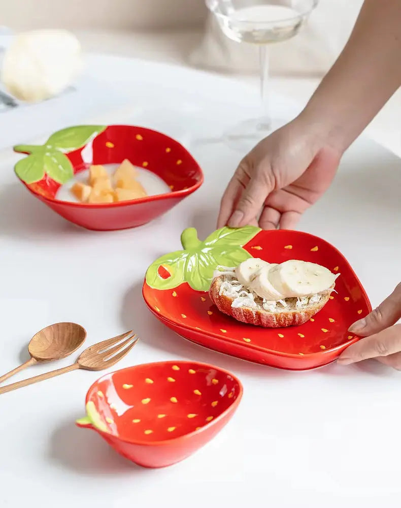 Strawberry Ceramic Serving Plate & Bowl Collection