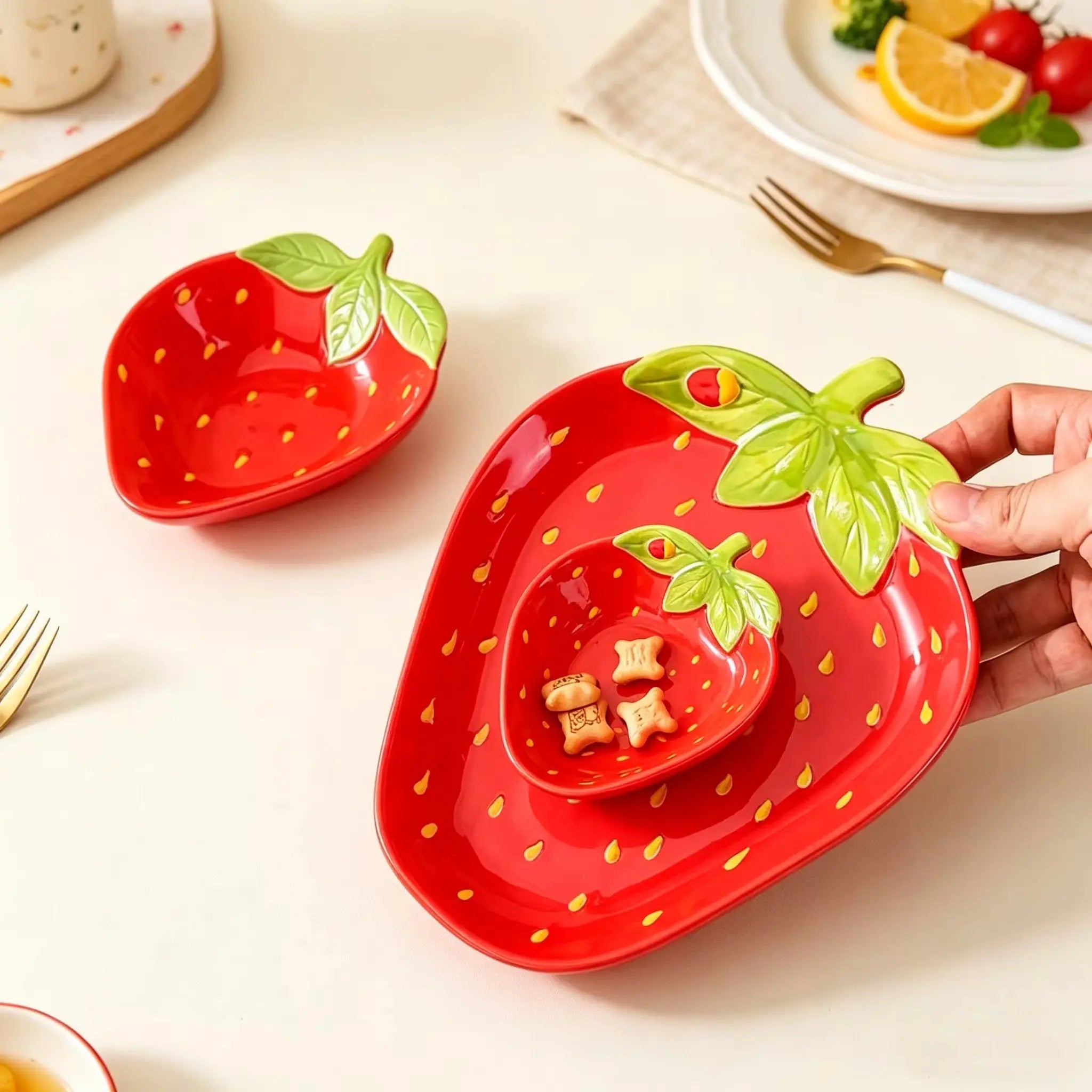 Strawberry Ceramic Serving Plate & Bowl Collection