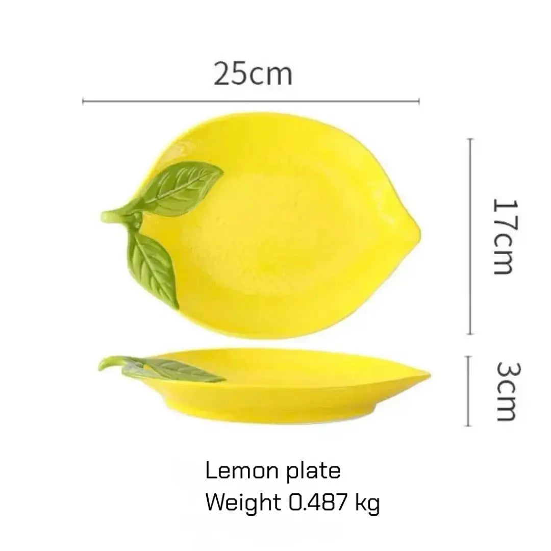Lemon Shaped Ceramic Serving Plate & Bowl Collection