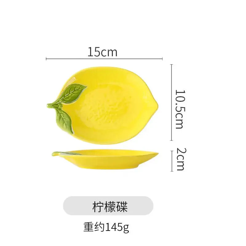 Lemon Shaped Ceramic Serving Plate & Bowl Collection