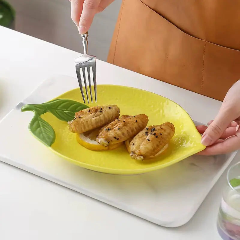 Lemon Shaped Ceramic Serving Plate & Bowl Collection