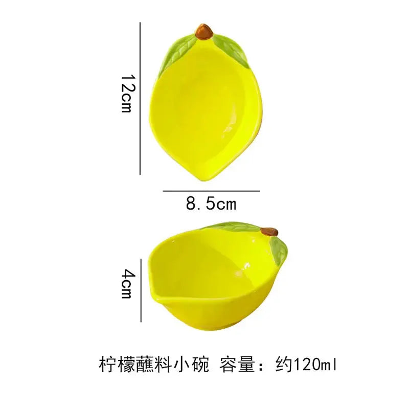 Lemon Shaped Ceramic Serving Plate & Bowl Collection
