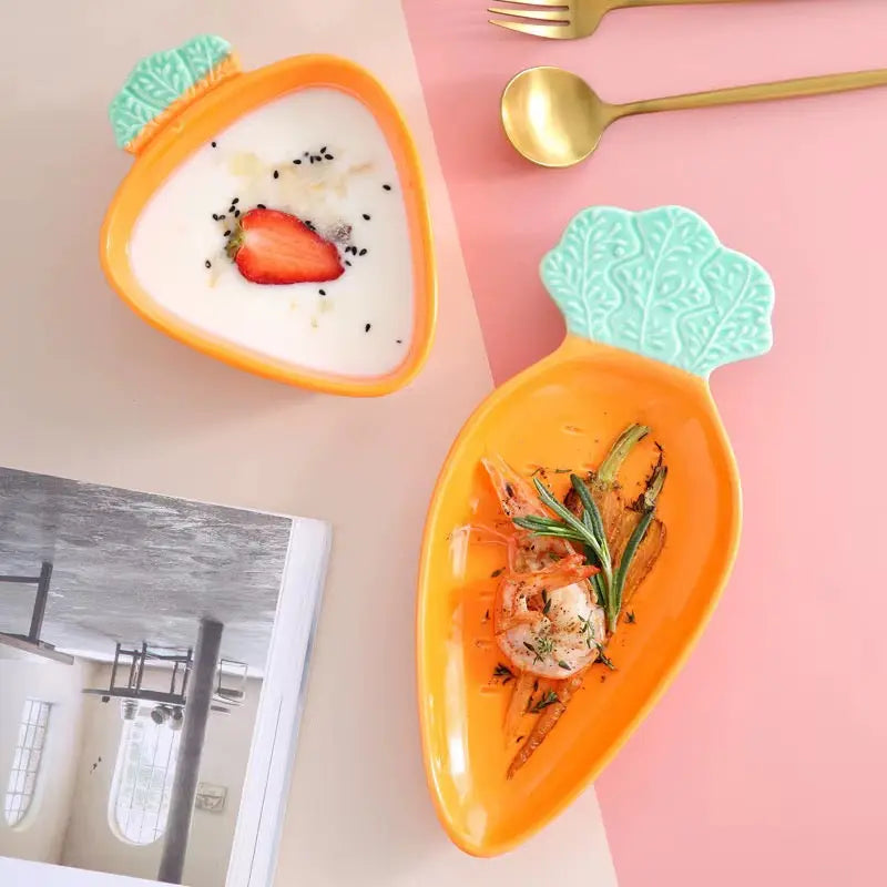 Carrot Shaped Ceramic Serving Plate & Bowl Collection