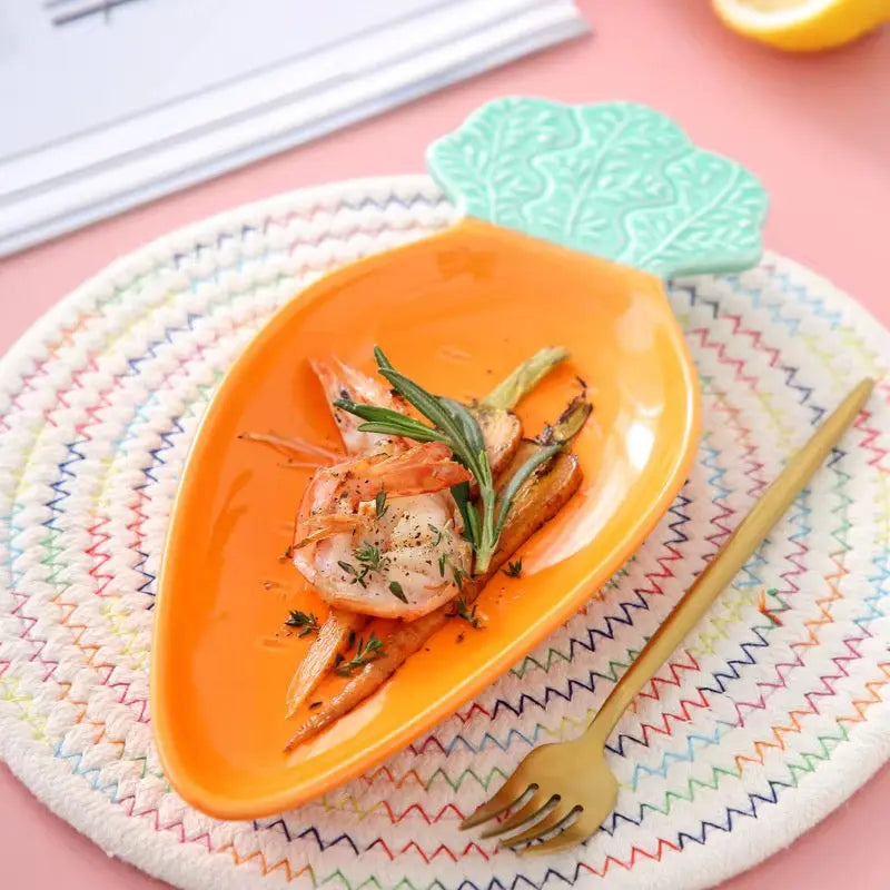 Carrot Shaped Ceramic Serving Plate & Bowl Collection