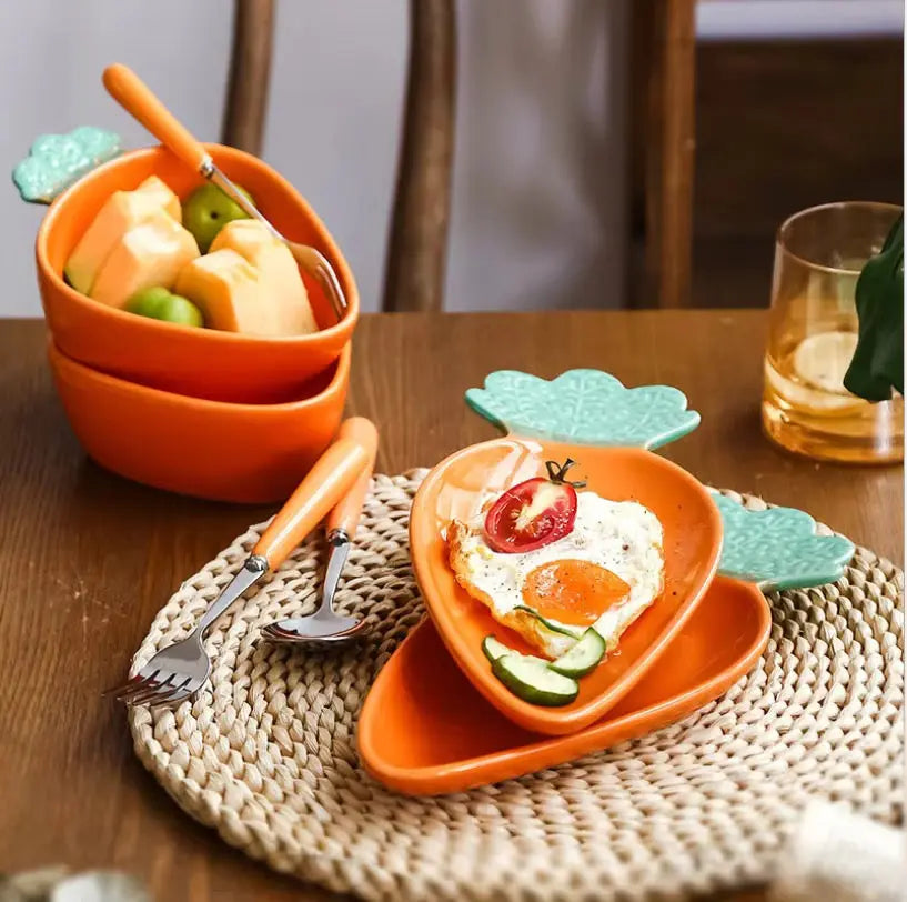 Carrot Shaped Ceramic Serving Plate & Bowl Collection