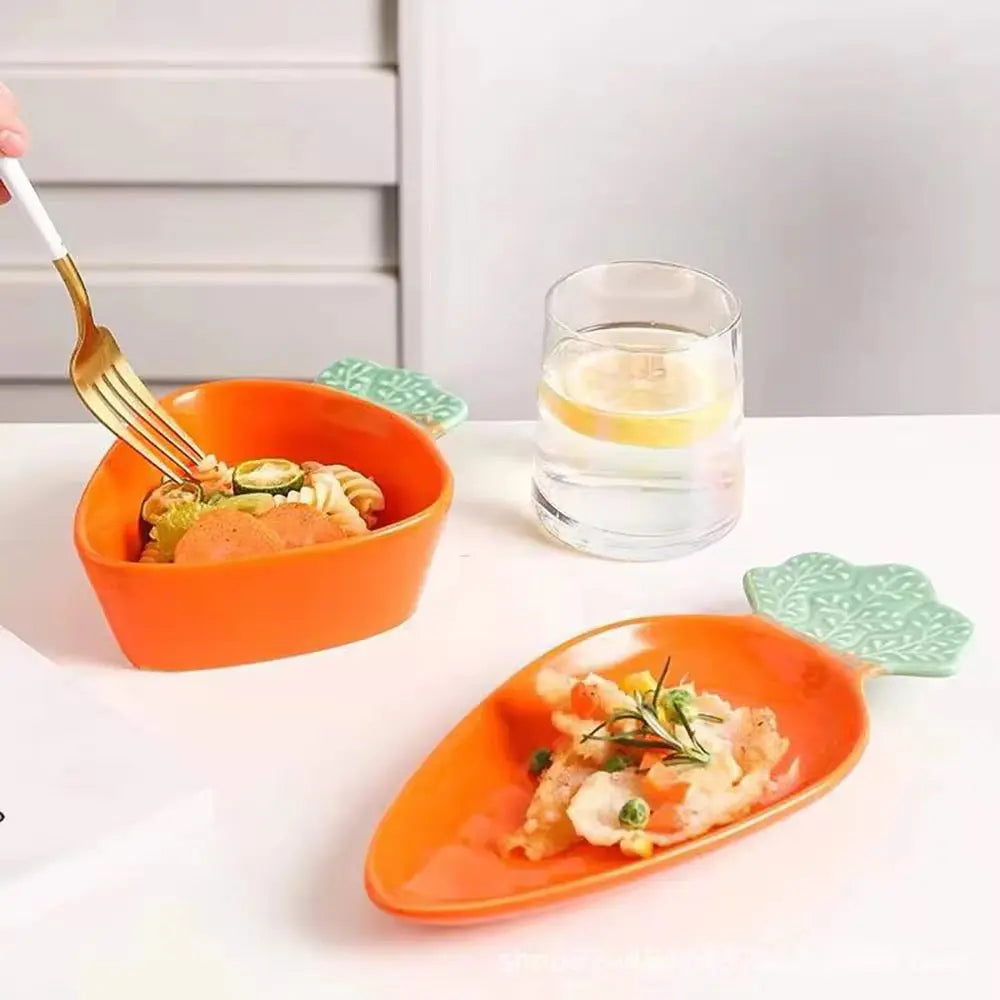 Carrot Shaped Ceramic Serving Plate & Bowl Collection
