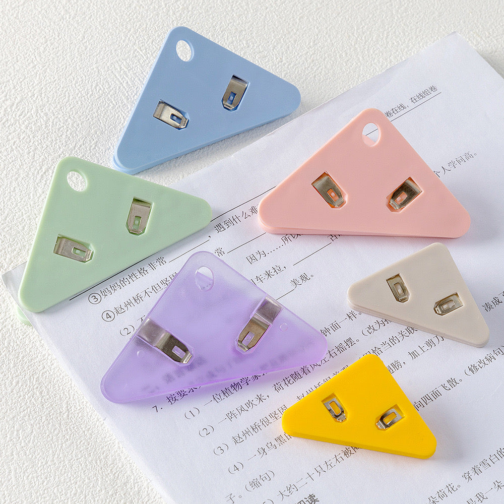 Multifunction Mini Plastic Book Page Paper Corner Clips Document Triangular Binder Holder Clamp Organizer Book Page Clip Holder