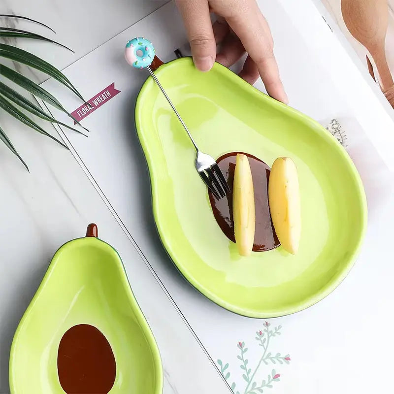 Avocado Shaped Ceramic Serving Bowl
