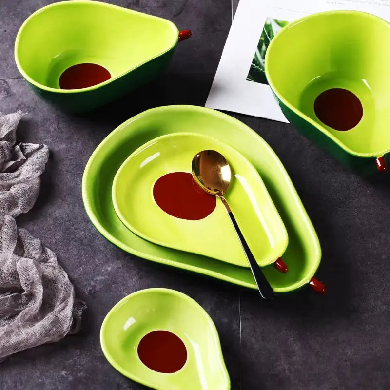 Avocado Shaped Ceramic Serving Bowl