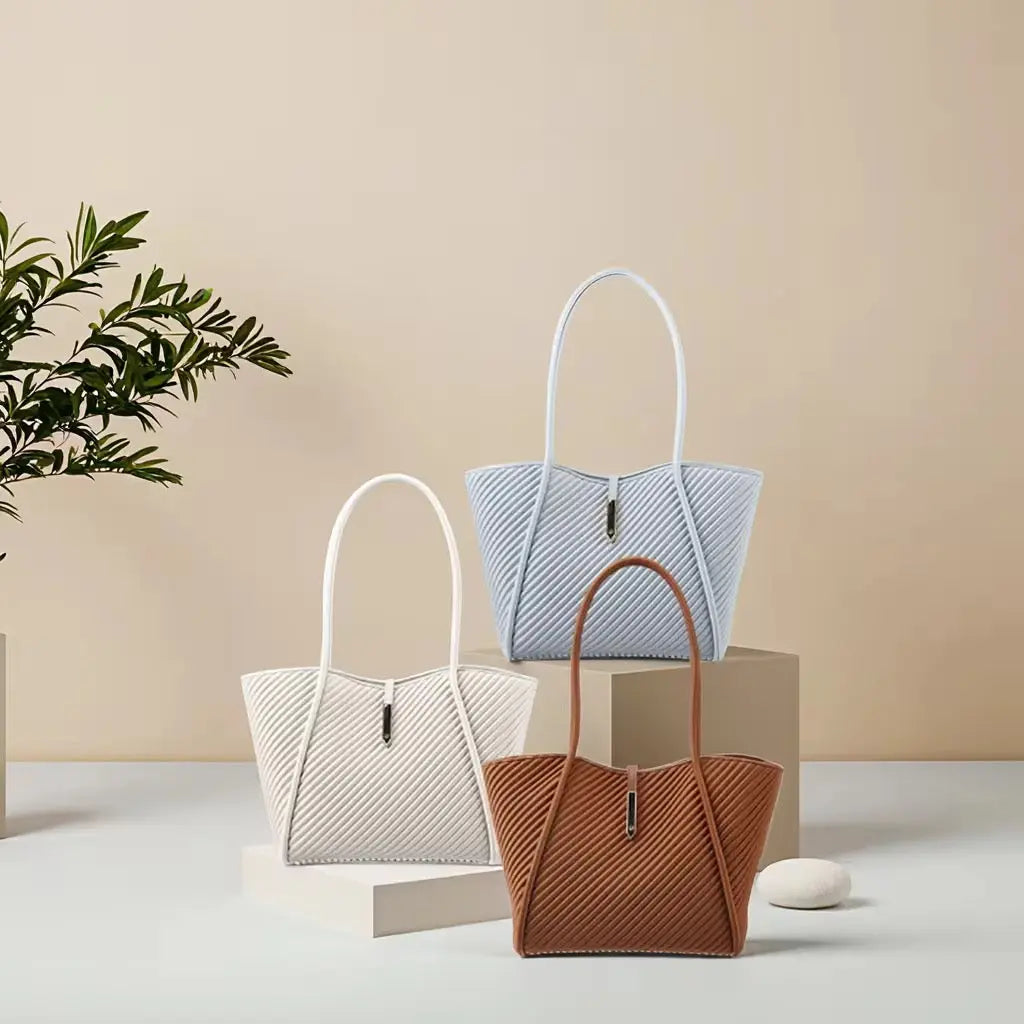 Women’s Pleated Shoulder Tote Bag Lightweight Large Capacity Fashion Handbag for Everyday Work & Travel Sparkels  Sparkels