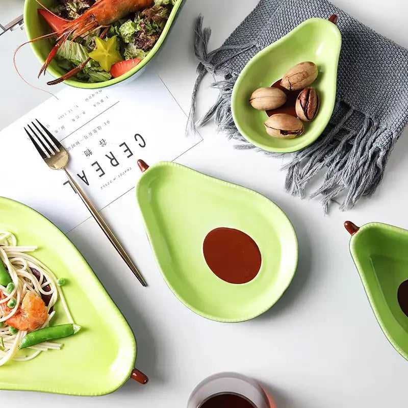 Avocado Shaped Ceramic Serving Bowl